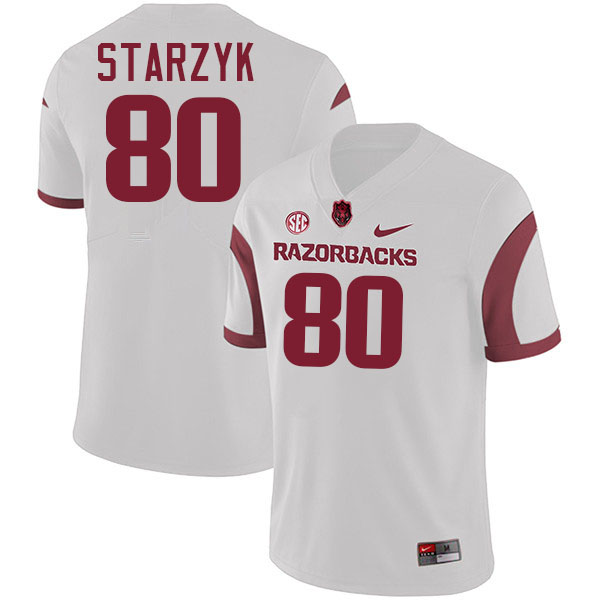 #80 Scott Starzyk Arkansas Jersey,Arkansas Razorbacks College Football Jerseys Stitched-Retro White